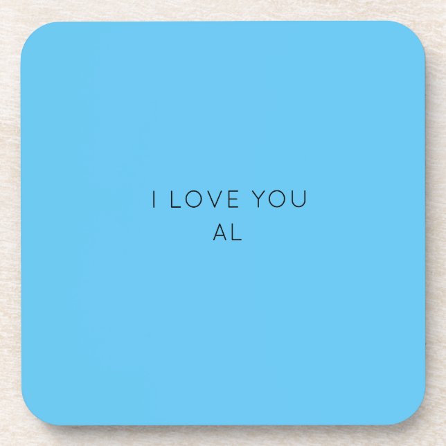 custom blue minimal modern "i love you" coaster (Front)