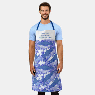 Custom Blue Monochromatic Humpback Whale Apron