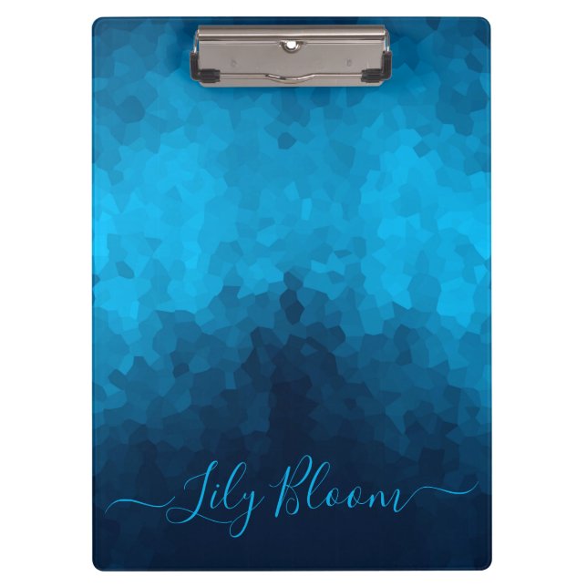Custom Blue Mosaic Geometric Pattern Clipboard (Front)