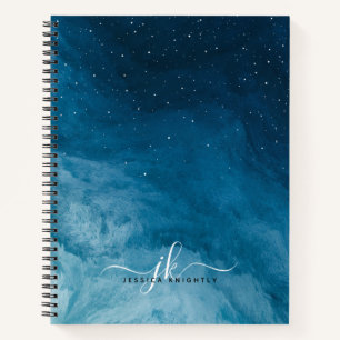 Custom Blue Night Sky Notebook with Stars
