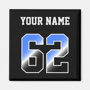 Custom Blue Number 62 Personalized T Shirt Magnet