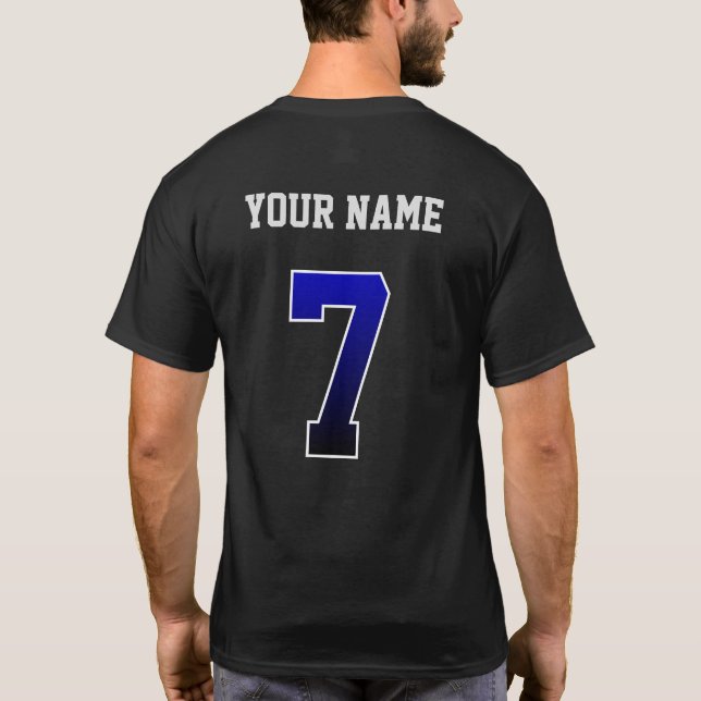 Custom Blue Number 7 Personalised  T-Shirt (Back)