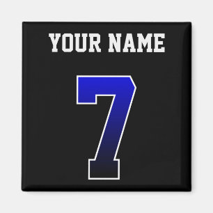 Custom Blue Number 7 Personalized T Shirt Magnet