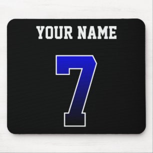 Custom Blue Number 7 Personalized T Shirt Mouse Pad