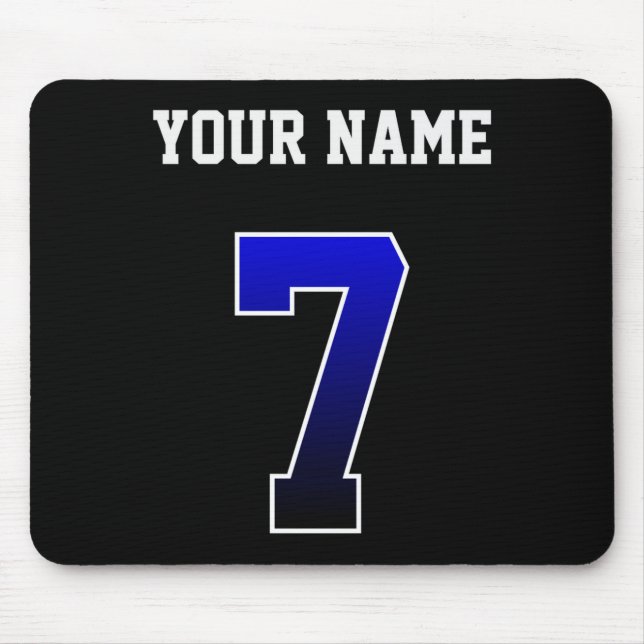 Custom Blue Number 7 Personalized T Shirt  Mouse Pad (Front)