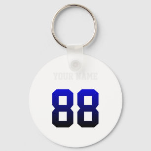 Custom Blue Number 88 Personalized T Shirt Key Ring