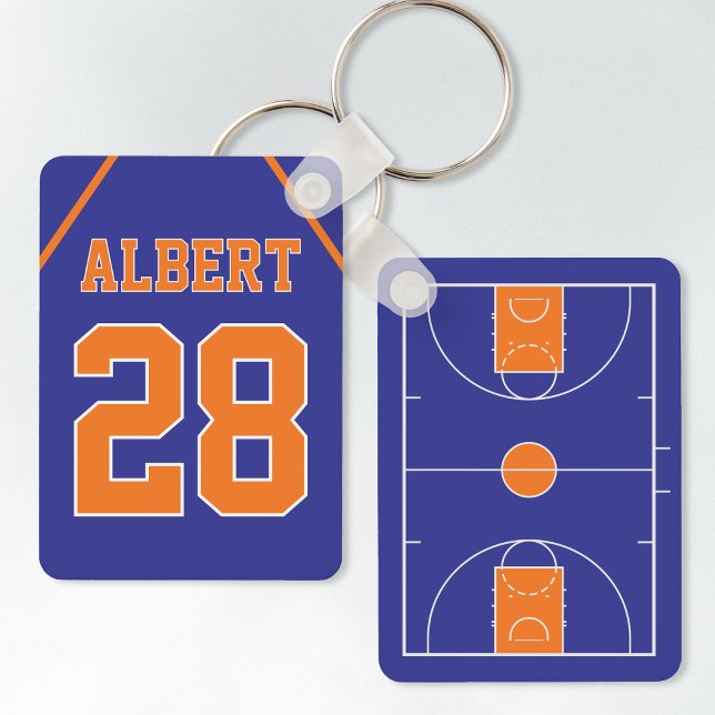 Custom Blue & Orange Basketball Court and Jersey Key Ring (Creator Uploaded)