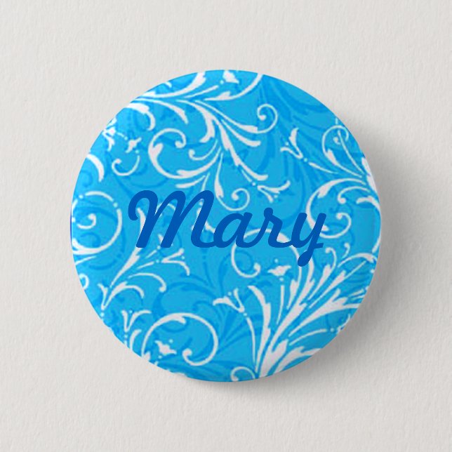 Custom Blue Ornamental Button (Front)