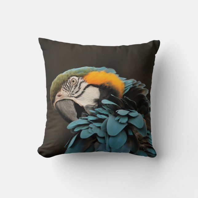 Custom Blue Parrot Pillow (Front)