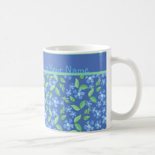 Custom Blue Periwinkles Ditsy Floral Patterns Coffee Mug