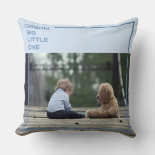 Custom Blue Pillow   Personalised Dog & Child