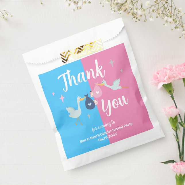 Custom Blue Pink Gender Reveal Party Thank You Favour Bag (Sealed)