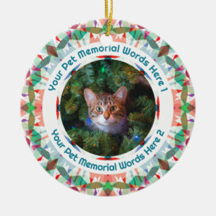 Custom Blue Pink Green Pet Memorial Photo Sympathy Ceramic Ornament