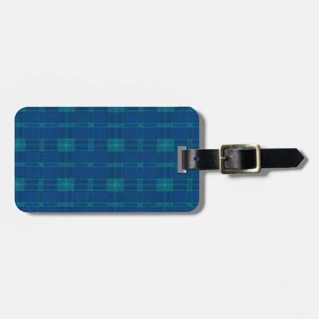 Custom Blue Plaid Luggage Tag (Front Horizontal)