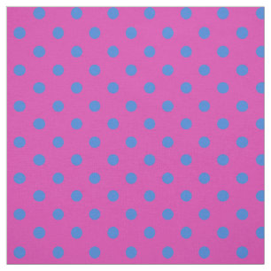Custom Blue Polka Dots on Magenta Pattern Fabric