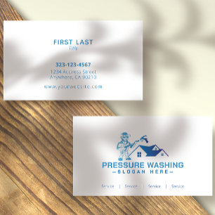 Custom Blue Pressure Washing White Business Cards