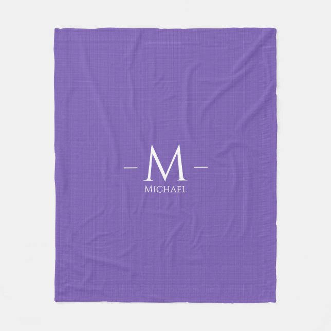 Custom Blue Purple Monogram Template Medium Fleece Blanket (Front)