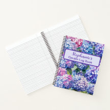 Custom Blue Purple Pink Hydrangea Pattern Notebook