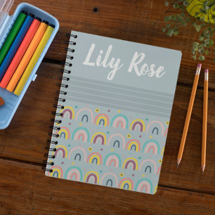 Custom Blue Rainbow Pattern Kid's Notebook
