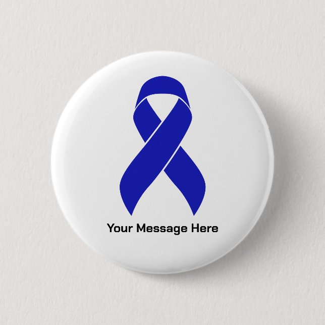 Custom Blue Ribbon Colon Cancer Awareness 6 Cm Round Badge (Front)
