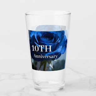 Custom Blue Rose Wedding Anniversary Floral Gift  Glass