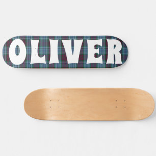 custom blue scottish tartan checkerboard skateboard