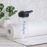 Custom Blue Script Name Water Bottle<br><div class="desc">Custom clear water bottle featuring your first name displayed in a bold,  blue script with your last name displayed in modern lettering below. The simple,  personalised water bottle can also be used to display your organisation or business name.</div>