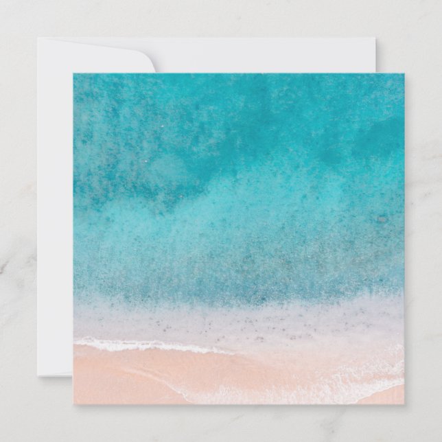 Custom Blue Sea Waves Seaside Beach Sand Blank Card (Front)