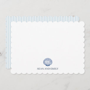 Custom Blue Seashell Logo Nautical Stationary Thank You Card