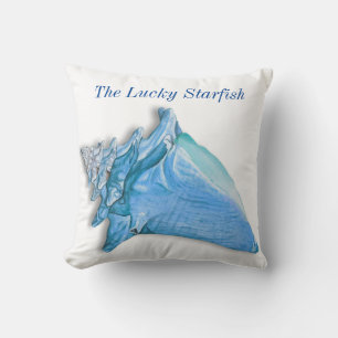Custom Blue  Shells Nautical Seashell Watercolor T Cushion