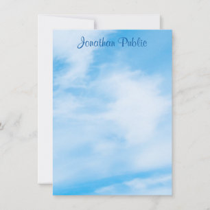 Custom Blue Sky White Clouds Handwritten Template