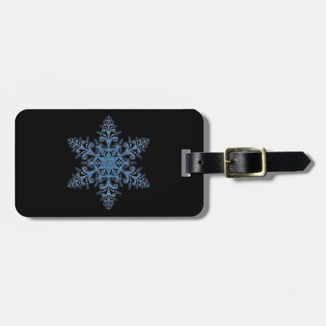 Custom Blue Snowflake Luggage Tag (Front Horizontal)