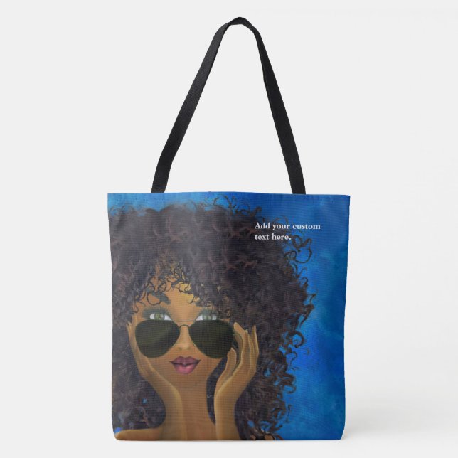 Custom Blue Sorority Black Art Tote Bag (Front)
