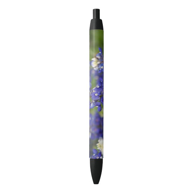 Custom Blue Spring Bluebonnet Texas State Flower Black Ink Pen (Front Vertical)