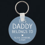 Custom Blue This Daddy Belongs To Father's Day Key Ring<br><div class="desc">Personalised This Daddy Belongs To Father's Day Keychain
Personalise it with the names of your kids.</div>