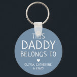 Custom Blue This Daddy Belongs To Father's Day Key Ring<br><div class="desc">Personalised This Daddy Belongs To Father's Day Keychain
Personalise it with the names of your kids.</div>