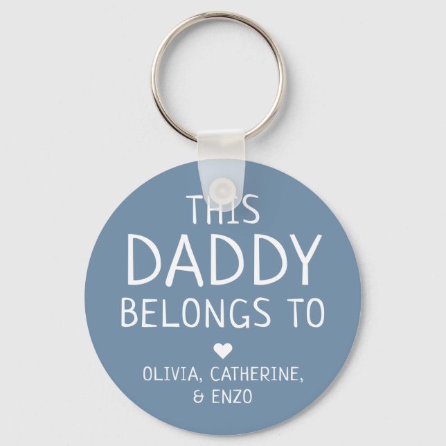 Custom Blue This Daddy Belongs To Father's Day Key Ring (Front)