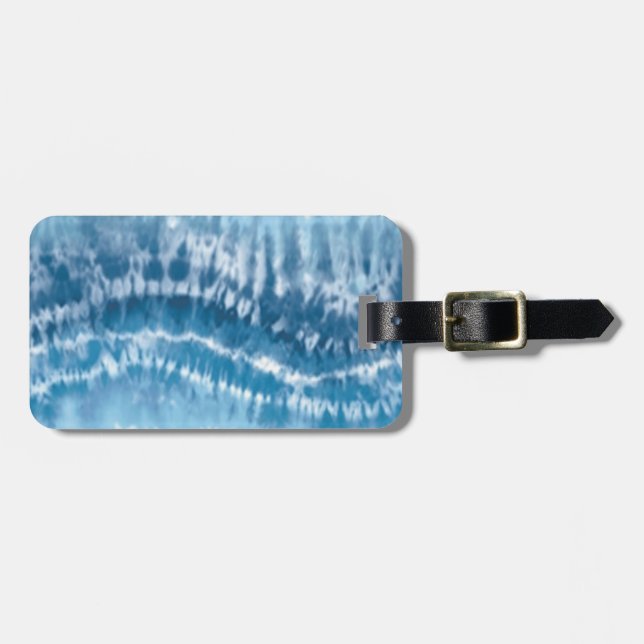 Custom Blue Tie Dye Luggage Tag (Front Horizontal)