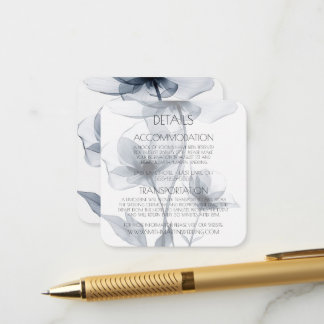 Custom Blue Translucent Flowers Details Enclosure Card