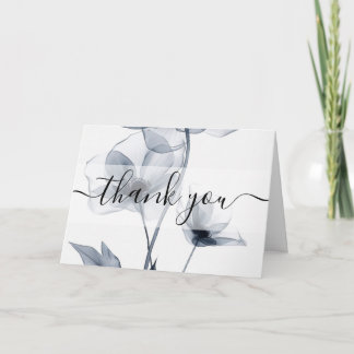 Custom Blue Translucent Flowers Thank You Card