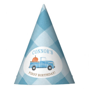Custom Blue Truck & PUMPKIN Fall 1st Birthday Party Hat