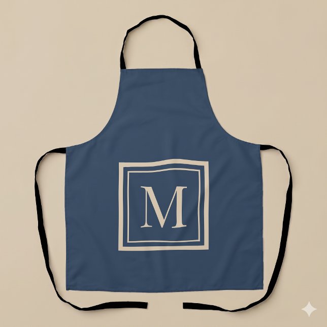 Custom Blue & Vanilla Framed Monogram Apron (Creator Uploaded)