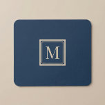 Custom Blue & Vanilla Framed Monogram Mouse Pad<br><div class="desc">Soft blue with a warm vanilla frame creates a calm,  balanced look. Personalise with your letter to create a piece that’s uniquely yours,  or give it as a simple,  high-end gift.</div>