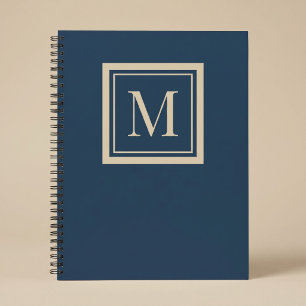 Custom Blue & Vanilla Framed Monogram Notebook