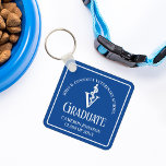 Custom Blue Veterinary School Graduation Key Ring<br><div class="desc">This custom blue veterinary graduation keychain features white typography for a class of 2024 graduate. Customise with your graduating year under the medical caduceus for a great personalised veterinarian gift.</div>