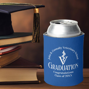 Custom Blue Veterinary School Graduation Party Can Cooler