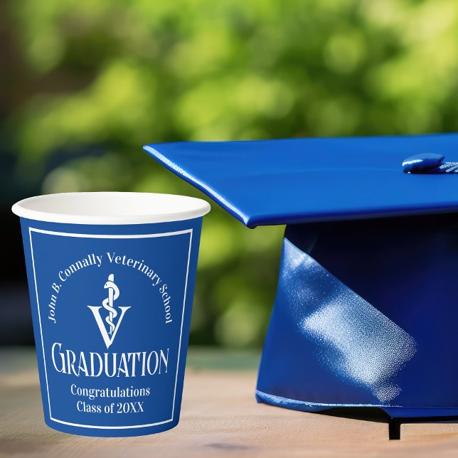 Custom Blue Veterinary School Graduation Party Paper Cups (Creator Uploaded)