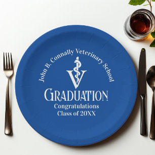 Custom Blue Veterinary School Graduation Party Paper Plate