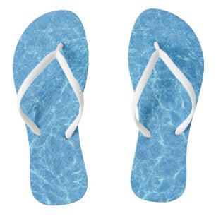 Custom Blue Water Aqua White Slim Straps Adult Thongs