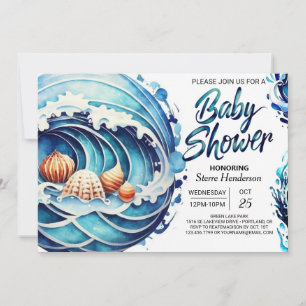 Custom Blue Water Baby Shower Invitation